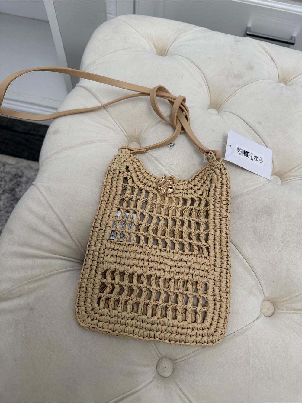 NWT H& M bag Woven Straw Crossbody Bag in Natural